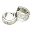 Stainless Steel Huggie Hoop, with White Crystal, Polished, Steel Finish, 02.216.0051.15