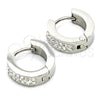 Stainless Steel Huggie Hoop, with White Crystal, Polished, Steel Finish, 02.216.0051.15