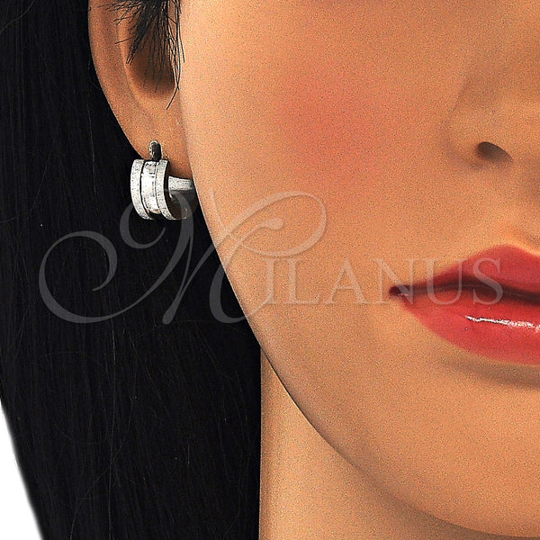 Stainless Steel Hoop Earrings — Huggie Hoop Polished 02. — alternate product view — SKU 127680 | Acero Inoxidable aretes de aro — Huggie Hoop pulido 02. — SKU 127680