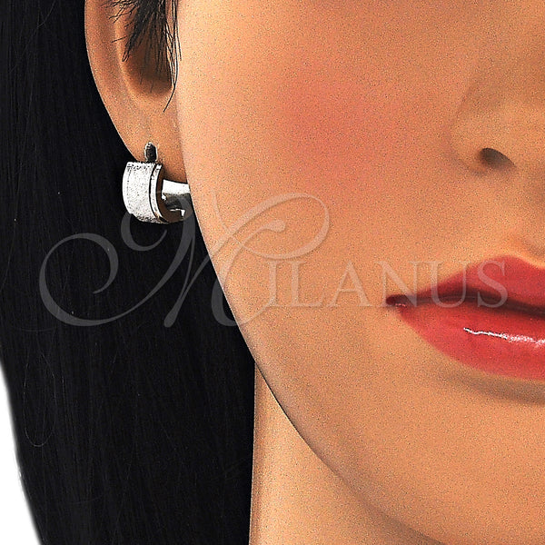 Stainless Steel Huggie Hoop, Matte Finish, Steel Finish, 02.216.0033.1.15