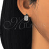 Stainless Steel Huggie Hoop, Greek Key Design, Polished, Steel Finish, 02.230.0024.15