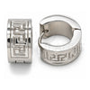 Stainless Steel Huggie Hoop, Greek Key Design, Polished, Steel Finish, 02.230.0024.15