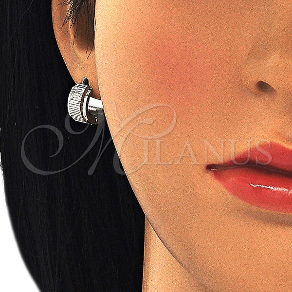 Stainless Steel Hoop Earrings — Huggie Hoop Polished 02. — alternate product view — SKU 127702 | Acero Inoxidable aretes de aro — Huggie Hoop pulido 02. — SKU 127702