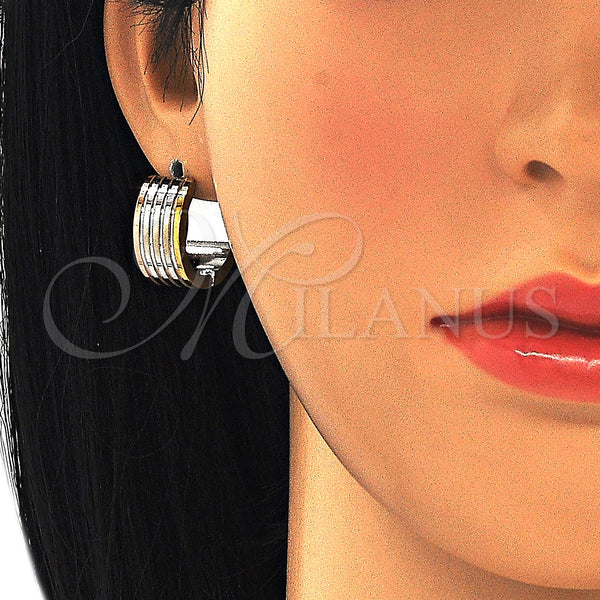 Stainless Steel Hoop Earrings — Huggie Hoop Polished Tricolor 02. — alternate product view — SKU 127713 | Acero Inoxidable aretes de aro — Huggie Hoop pulido Tricolor 02. — SKU 127713