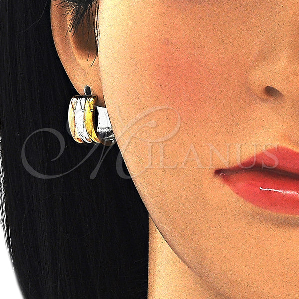 Stainless Steel Hoop Earrings — Huggie Hoop Polished Tricolor 02. — alternate product view — SKU 127719 | Acero Inoxidable aretes de aro — Huggie Hoop pulido Tricolor 02. — SKU 127719