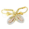 Oro Laminado Dangle Earring, Gold Filled Style Guadalupe Design, Polished, Tricolor, 02.351.0001