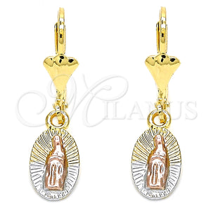 Gold Filled Ring — Dangle Earring Guadalupe Design Polished Tricolor 02. — main product view — SKU 127732 | Oro Laminado anillo — Dangle Earring Guadalupe diseño pulido Tricolor 02. — SKU 127732