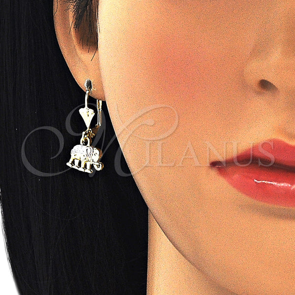 Gold Filled Ring — Dangle Earring Elephant Design Polished Tricolor 02. — alternate product view — SKU 127736 | Oro Laminado anillo — Dangle Earring Elephant diseño pulido Tricolor 02. — SKU 127736