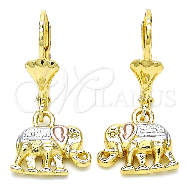 Gold Filled Ring — Dangle Earring Elephant Design Polished Tricolor 02. — main product view — SKU 127736 | Oro Laminado anillo — Dangle Earring Elephant diseño pulido Tricolor 02. — SKU 127736