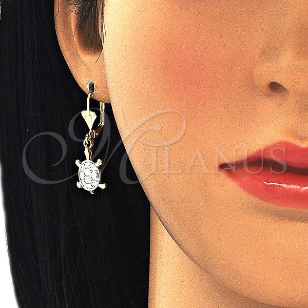Gold Filled Ring — Dangle Earring Turtle Design Polished Tricolor 02. — alternate product view — SKU 127737 | Oro Laminado anillo — Dangle Earring Turtle diseño pulido Tricolor 02. — SKU 127737