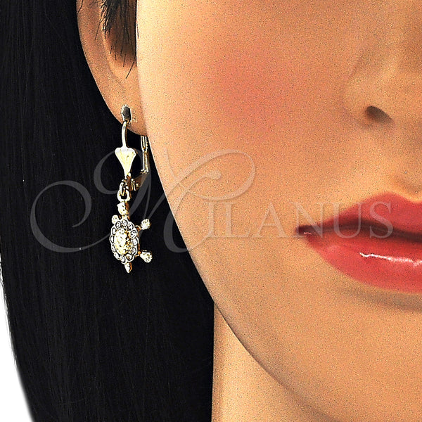 Gold Filled Ring — Dangle Earring Turtle Design with White Crystal Polished — alternate product view — SKU 127738 | Oro Laminado anillo — Dangle Earring Turtle diseño with cristal blanco pulido — SKU 127738