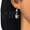 Oro Laminado Dangle Earring, Gold Filled Style Turtle Design, with White Crystal, Polished, Golden Finish, 02.351.0007