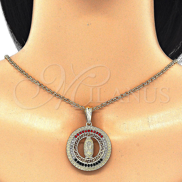 Gold Filled Pendant — Religious Pendant Guadalupe and Greek Key Design with — alternate product view — SKU 127742 | Oro Laminado dije — Religious Pendant Guadalupe and Greek Key diseño with — SKU 127742
