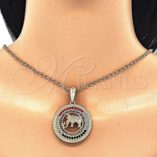 Gold Filled Pendant — Fancy Pendant Elephant and Greek Key Design with — alternate product view — SKU 127745 | Oro Laminado dije — elegante Pendant Elephant and Greek Key diseño with — SKU 127745
