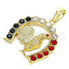 Oro Laminado Fancy Pendant, Gold Filled Style with Multicolor Crystal, Polished, Golden Finish, 05.351.0005