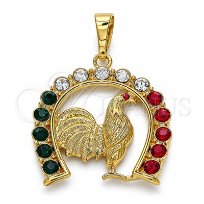 Oro Laminado Fancy Pendant, Gold Filled Style with Multicolor Crystal, Polished, Golden Finish, 05.351.0005