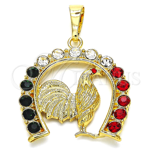 Oro Laminado Fancy Pendant, Gold Filled Style with Multicolor Crystal, Polished, Golden Finish, 05.351.0005