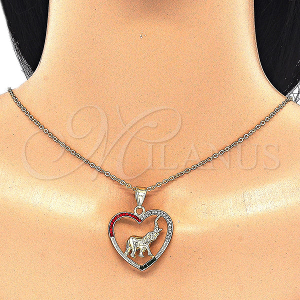 Gold Filled Pendant — Fancy Pendant Heart and Elephant Design with Multicolor — alternate product view — SKU 127747 | Oro Laminado dije — elegante Pendant corazón and Elephant diseño with Multicolor — SKU 127747