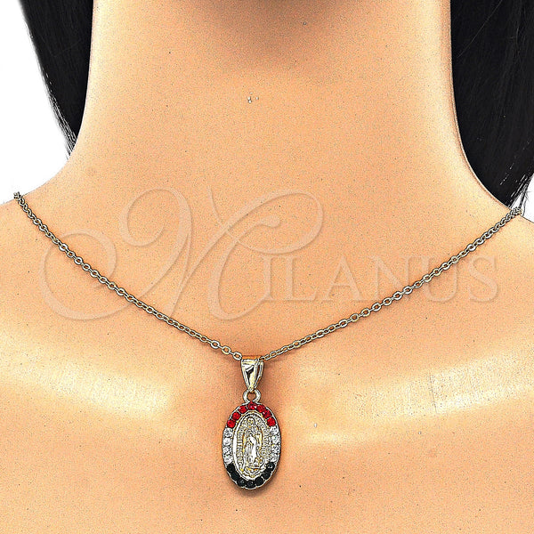 Gold Filled Pendant — Religious Pendant Guadalupe Design with Multicolor Crystal Polished — alternate product view — SKU 127750 | Oro Laminado dije — Religious Pendant Guadalupe diseño with Multicolor cristal pulido — SKU 127750