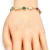 Oro Laminado Fancy Bracelet, Gold Filled Style Elephant Design, with Multicolor Crystal, Polished, Golden Finish, 03.351.0002.07 (07 MM Thickness, 7 Inches Length)