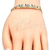 Oro Laminado ID Bracelet, Gold Filled Style Elephant Design, with Garnet and White Crystal, Polished, Golden Finish, 03.351.0004.07 (05 MM Thickness, 7 Inches Length)