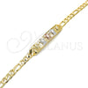 Oro Laminado ID Bracelet, Gold Filled Style Turtle Design, Polished, Tricolor, 03.351.0005.07 (05 MM Thickness, 7 Inches Length)