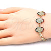 Oro Laminado Fancy Bracelet, Gold Filled Style Guadalupe Design, with Multicolor Crystal, Polished, Golden Finish, 03.351.0007.1.08 (05 MM Thickness, 8 Inches Length)
