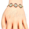Oro Laminado Fancy Bracelet, Gold Filled Style Guadalupe Design, with Multicolor Crystal, Polished, Golden Finish, 03.351.0007.1.08 (05 MM Thickness, 8 Inches Length)