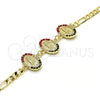 Oro Laminado Fancy Bracelet, Gold Filled Style Guadalupe Design, with Multicolor Crystal, Polished, Golden Finish, 03.351.0007.1.08 (05 MM Thickness, 8 Inches Length)