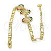 Oro Laminado Fancy Bracelet, Gold Filled Style Guadalupe Design, with Multicolor Crystal, Polished, Golden Finish, 03.351.0007.1.08 (05 MM Thickness, 8 Inches Length)