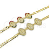Oro Laminado Fancy Bracelet, Gold Filled Style Guadalupe Design, with Multicolor Crystal, Polished, Golden Finish, 03.351.0007.1.08 (05 MM Thickness, 8 Inches Length)