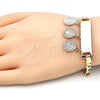 Oro Laminado Charm Bracelet, Gold Filled Style San Benito Design, Polished, Tricolor, 03.351.0011.08 (05 MM Thickness, 8 Inches Length)