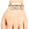 Oro Laminado Charm Bracelet, Gold Filled Style San Benito Design, Polished, Tricolor, 03.351.0011.08 (05 MM Thickness, 8 Inches Length)