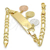 Oro Laminado Charm Bracelet, Gold Filled Style San Benito Design, Polished, Tricolor, 03.351.0011.08 (05 MM Thickness, 8 Inches Length)