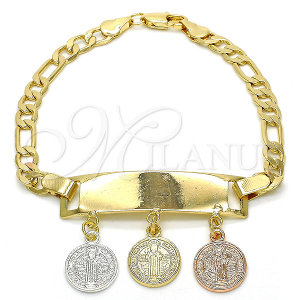 Gold Filled Bracelet — Charm Bracelet San Benito Design Polished Tricolor 03. — main product view — SKU 127775 | Oro Laminado brazalete — Charm Bracelet San Benito diseño pulido Tricolor 03. — SKU 127775