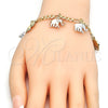 Oro Laminado Charm Bracelet, Gold Filled Style Elephant Design, Polished, Tricolor, 03.351.0013.07 (05 MM Thickness, 7 Inches Length)