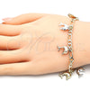 Oro Laminado Charm Bracelet, Gold Filled Style Dolphin Design, Polished, Tricolor, 03.351.0014.07 (05 MM Thickness, 7 Inches Length)