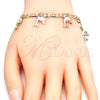 Oro Laminado Charm Bracelet, Gold Filled Style Dolphin Design, Polished, Tricolor, 03.351.0014.07 (05 MM Thickness, 7 Inches Length)