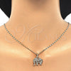 Oro Laminado Earring and Pendant Adult Set, Gold Filled Style Elephant Design, with White Cubic Zirconia, Polished, Golden Finish, 10.316.0020