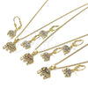 Oro Laminado Earring and Pendant Adult Set, Gold Filled Style Elephant Design, with White Cubic Zirconia, Polished, Golden Finish, 10.316.0020