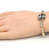 Oro Laminado Fancy Bracelet, Gold Filled Style Teardrop Design, with Black and White Cubic Zirconia, Polished, Golden Finish, 03.316.0030.07 (05 MM Thickness, 7 Inches Length)