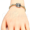 Oro Laminado Fancy Bracelet, Gold Filled Style Teardrop Design, with Black and White Cubic Zirconia, Polished, Golden Finish, 03.316.0030.07 (05 MM Thickness, 7 Inches Length)