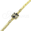 Oro Laminado Fancy Bracelet, Gold Filled Style Teardrop Design, with Black and White Cubic Zirconia, Polished, Golden Finish, 03.316.0030.07 (05 MM Thickness, 7 Inches Length)