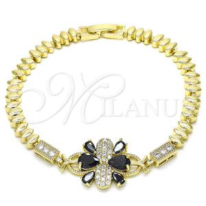 Gold Filled Bracelet — Fancy Bracelet Teardrop Design with Black and White — main product view — SKU 127829 | Oro Laminado brazalete — elegante Bracelet Teardrop diseño with negro and blanco — SKU 127829