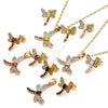 Oro Laminado Earring and Pendant Adult Set, Gold Filled Style Dragon-Fly Design, with White Cubic Zirconia, Polished, Golden Finish, 10.316.0034