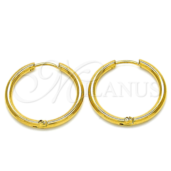 Stainless Steel Huggie Hoop, Polished, Golden Finish, 02.355.0005.20