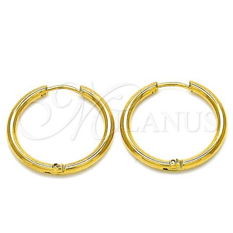 Stainless Steel Huggie Hoop, Polished, Golden Finish, 02.355.0005.20