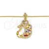 Oro Laminado Pendant Necklace, Gold Filled Style Peacock Design, with Multicolor Cubic Zirconia, Polished, Golden Finish, 04.283.0003.20 (02 MM Thickness, 20 Inches Length)