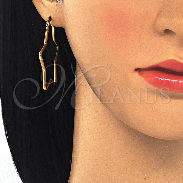 Stainless Steel Hoop Earrings — Medium Hoop Star Design Polished 02. — alternate product view — SKU 127912 | Acero Inoxidable aretes de aro — Medium Hoop estrella diseño pulido 02. — SKU 127912