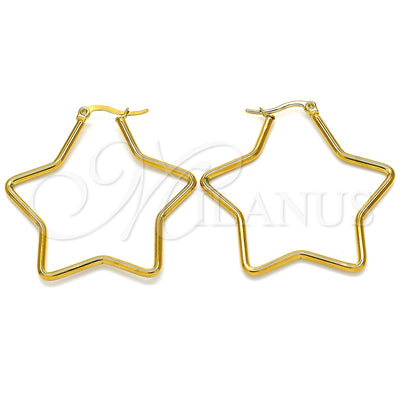 Stainless Steel Hoop Earrings — Medium Hoop Star Design Polished 02. for wholesale, main product view